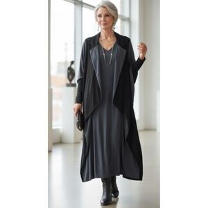 Sun Kim Collared Illusion Blazer Lage look Artsy Dress Size Medium